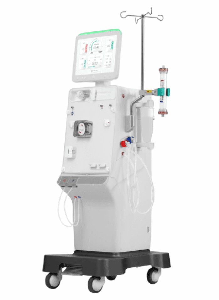 MayaMed hemodialysis machine with touchscreen and IV pole